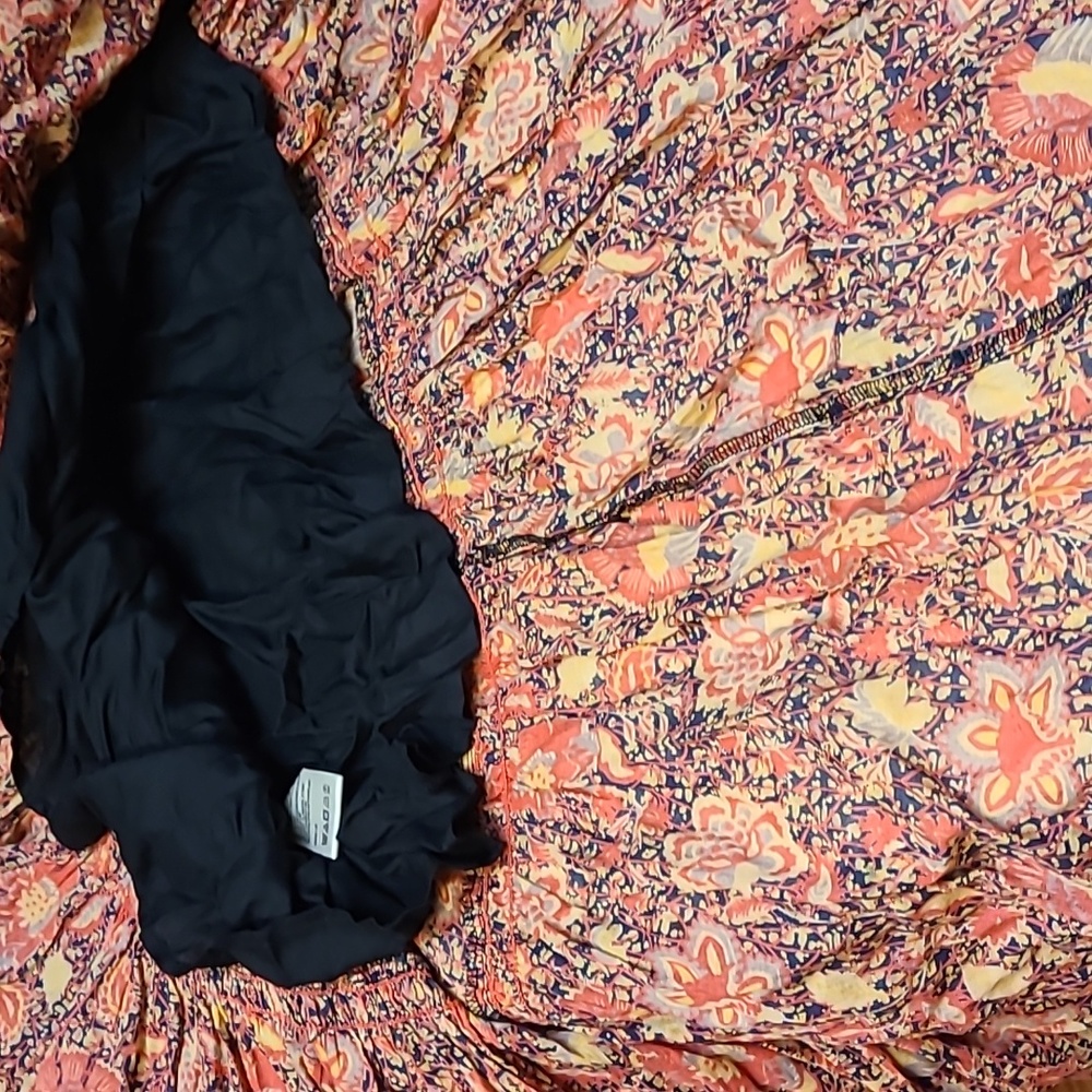 FREE PEOPLE GATEWAY FLORAL PRINT PLEATED MAXI DRESS SIZE L - Picture 7 of 11